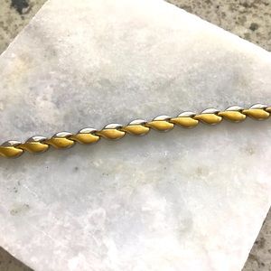 Stainless steal two tone magnetic heart bracelet